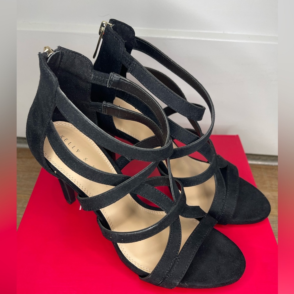 Kelly & Katie black 4 inch strappy heel with zipper woman’s size 8.5